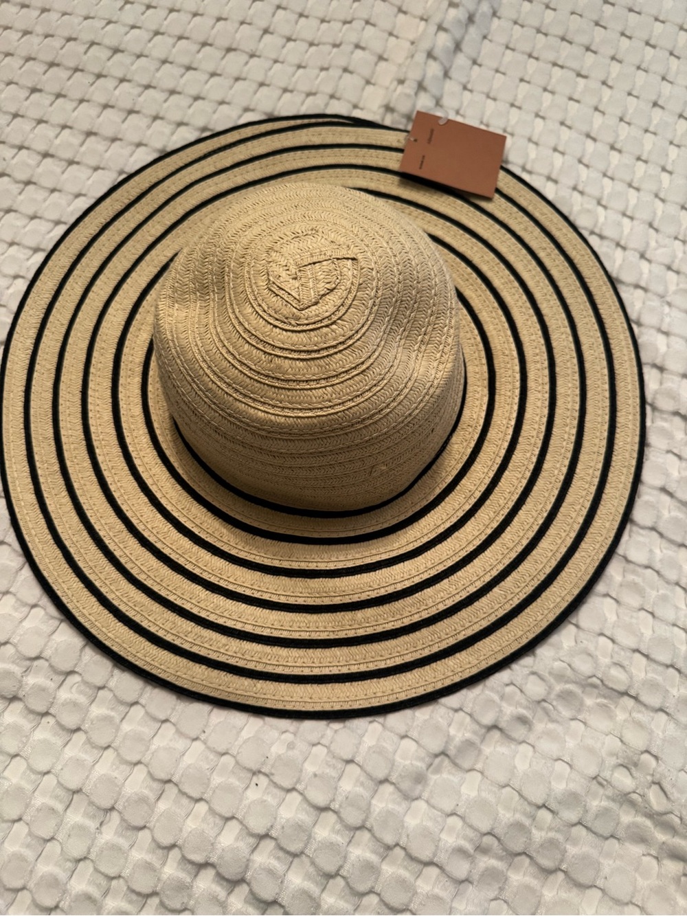 Wide-Brim Straw Sun Hat with Black Stripe Detail - Women's Beach Hat